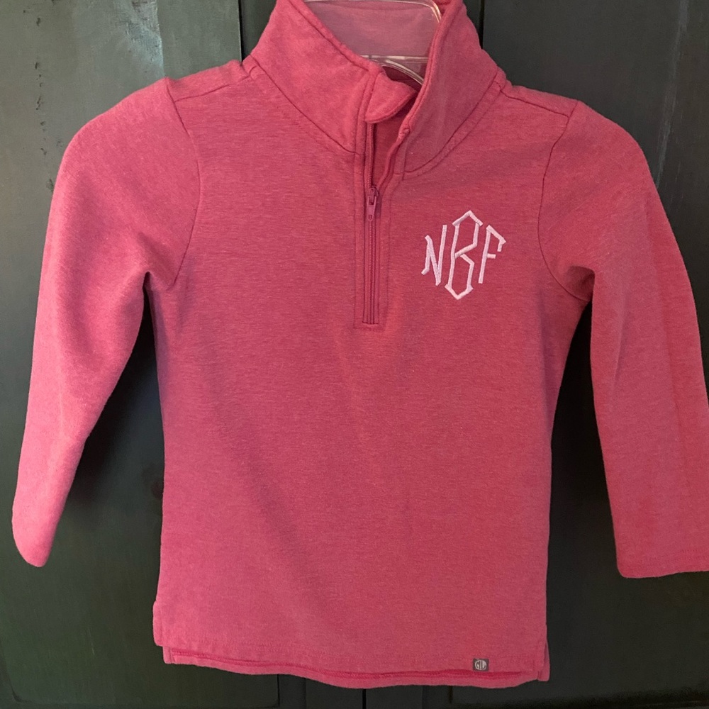 Marley Lilly girls quarter zip with nBf monogram youth extra small